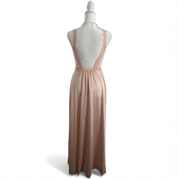 Vintage Olga Pink Lace Satin Nightgown Maxi Dress Style 9633 Size Small - Picture 3 of 7